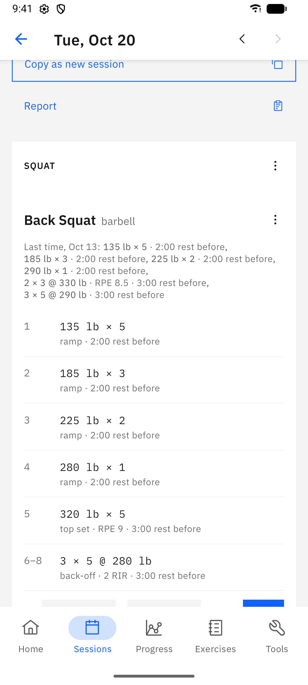 The same session in the Android app